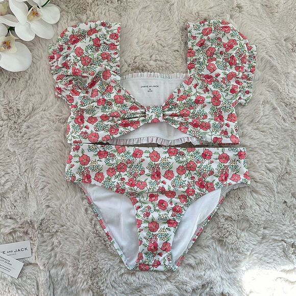 Janie and Jack Recycled Floral 2-Piece Swimsuit Size 18 Girls - Picture 2 of 8